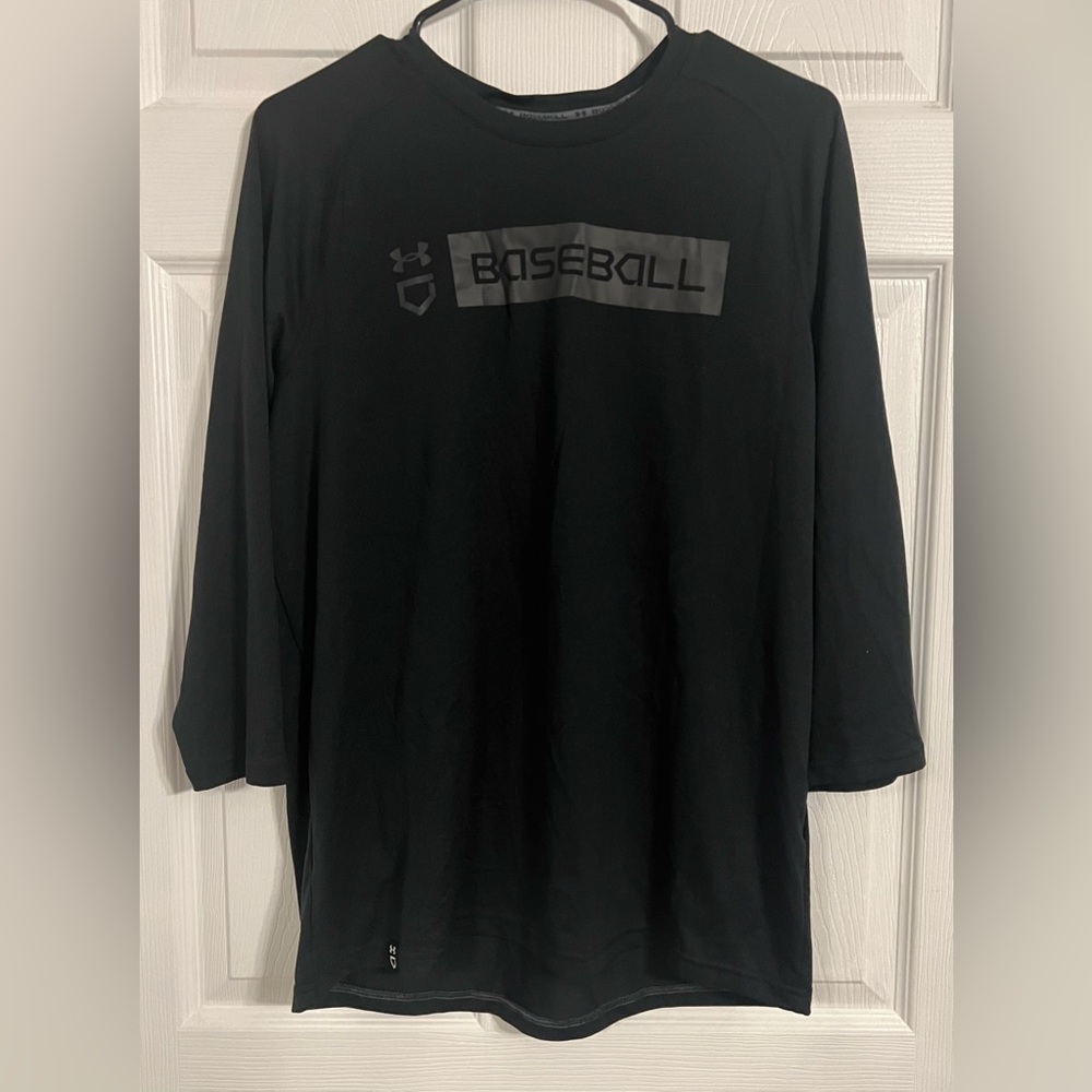 Under Armour Men’s 3/4 Sleeve Heatgear Black & Gray Loose Fit Baseball Tshirt M